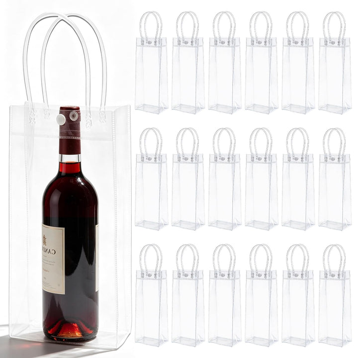 18 Stück Transparente Flaschenkühler, 25 * 10 * 10cm Flaschenkühler Ice Bag, PVC Eisbeutel Auslaufsi