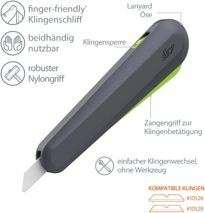 SLICE 10563 | sicheres Cuttermesser | Keramikklinge | Finger-freundlich EU Version, EU Version