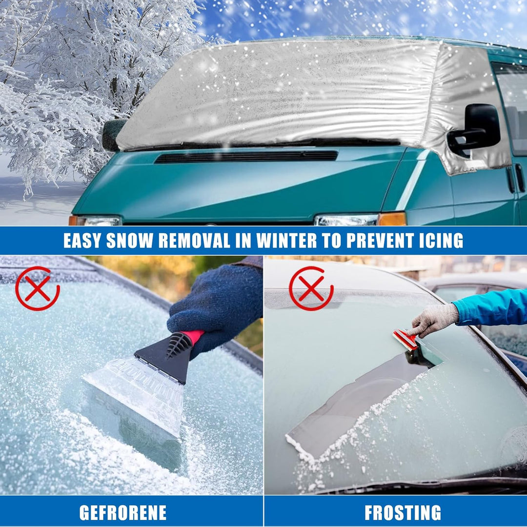Externe Thermo Scheibenabdeckung für VW T4, Luxus Silberne Frontscheibenabdeckung Winter Sommer Sche