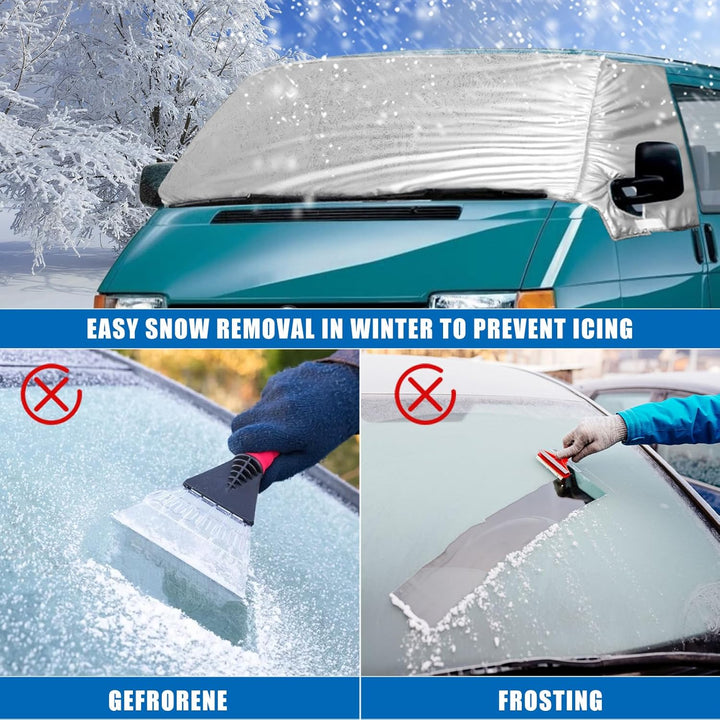 Externe Thermo Scheibenabdeckung für VW T4, Luxus Silberne Frontscheibenabdeckung Winter Sommer Sche