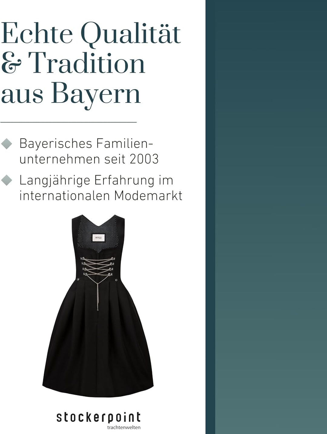 Stockerpoint Damen Adele Midi Dirndl ohne Schürze 34 Schwarz, 34 Schwarz