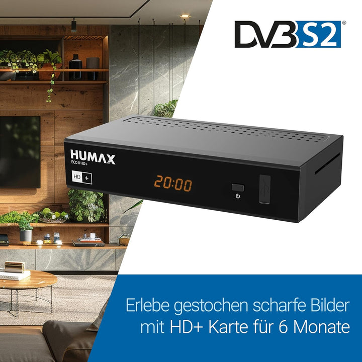 HUMAX Eco II HD+ Digitaler SAT Receiver, Digitaler Receiver für Fernseher mit Dolby Digital Plus Unt