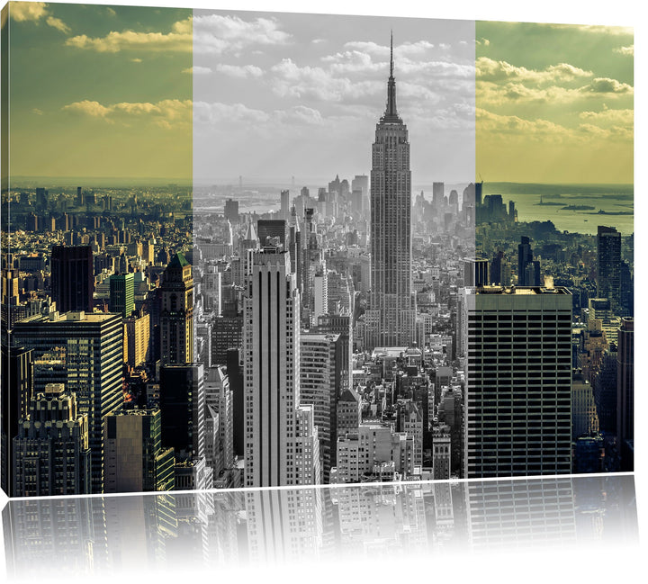 New Yorker Skyline mit Empire State Building schwarz/weiss Format: 100x70 auf Leinwand, XXL riesige