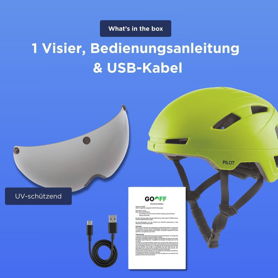 GOOFF Pilot S-Pedelec Helm - Schutz für schnelle E-Bike Fahrten – Fahrradhelm mit Visier und Licht –