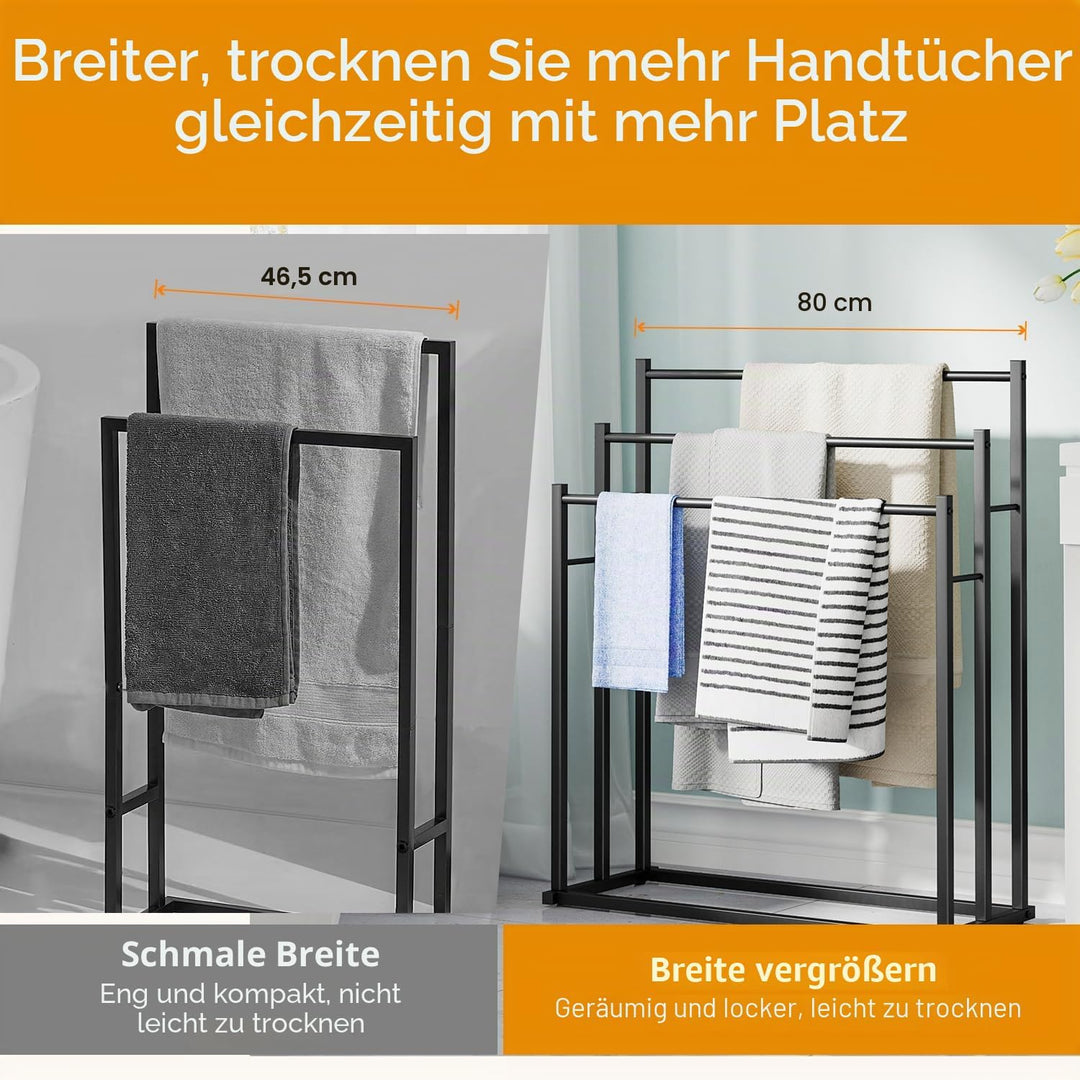 Honiter Handtuchhalter für Badezimmer, 3 Etagen breiter Handtuchtrockner im Freien, freistehender Ha