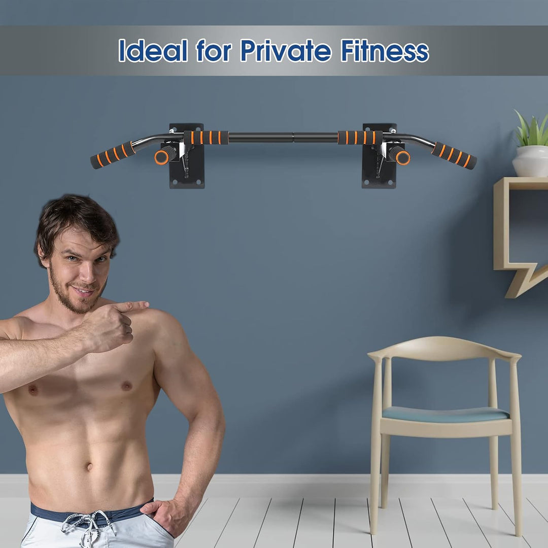 Klimmzugstange für Wandmontage mit 6 Schaumstoffgriffen, Ergonomisches Design aus Stahlrohr, rutschf
