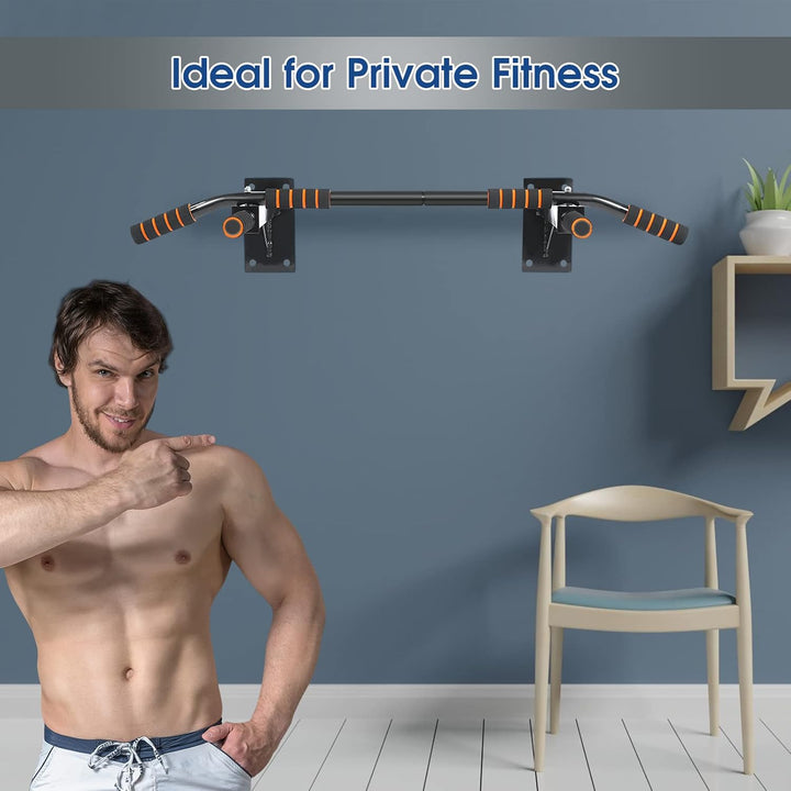 Klimmzugstange für Wandmontage mit 6 Schaumstoffgriffen, Ergonomisches Design aus Stahlrohr, rutschf