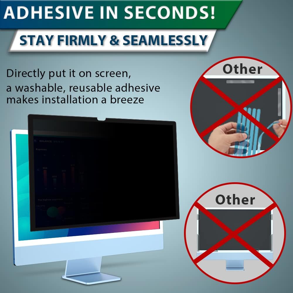 STARY Computer Sichtschutzfilter für iMac 24 Zoll 2021-2024 (M1) - abnehmbar blendfrei, kratzfest, b