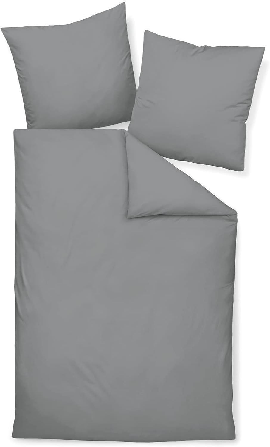 Janine Mako Satin Bettwäsche Uni Colors 155 x 220 cm Graphit 155 cm x 220 cm Graphit, 155 cm x 220 c