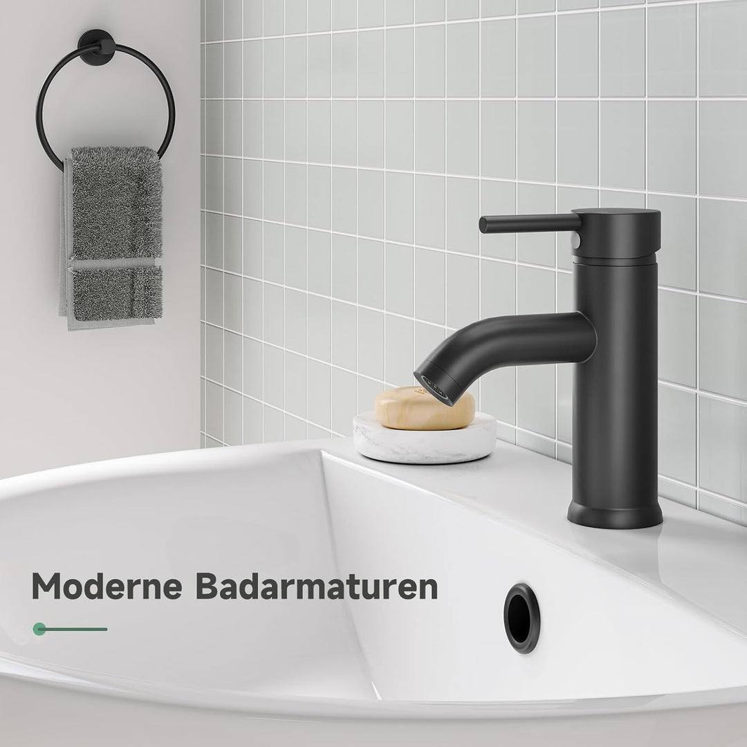 Wasserhahn Bad Schwarz, Messing Einhebelmischer Waschbecken Armaturen, Mischbatterie Waschbecken mit
