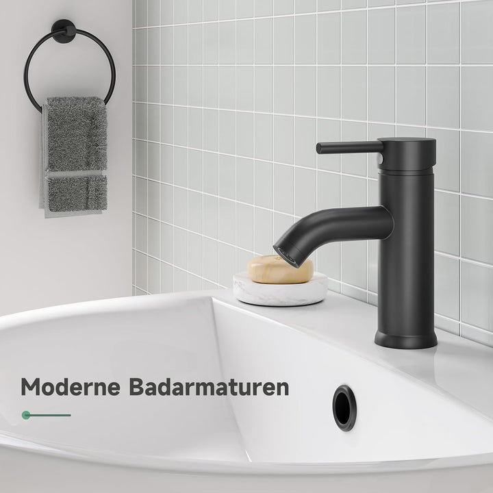 Wasserhahn Bad Schwarz, Messing Einhebelmischer Waschbecken Armaturen, Mischbatterie Waschbecken mit