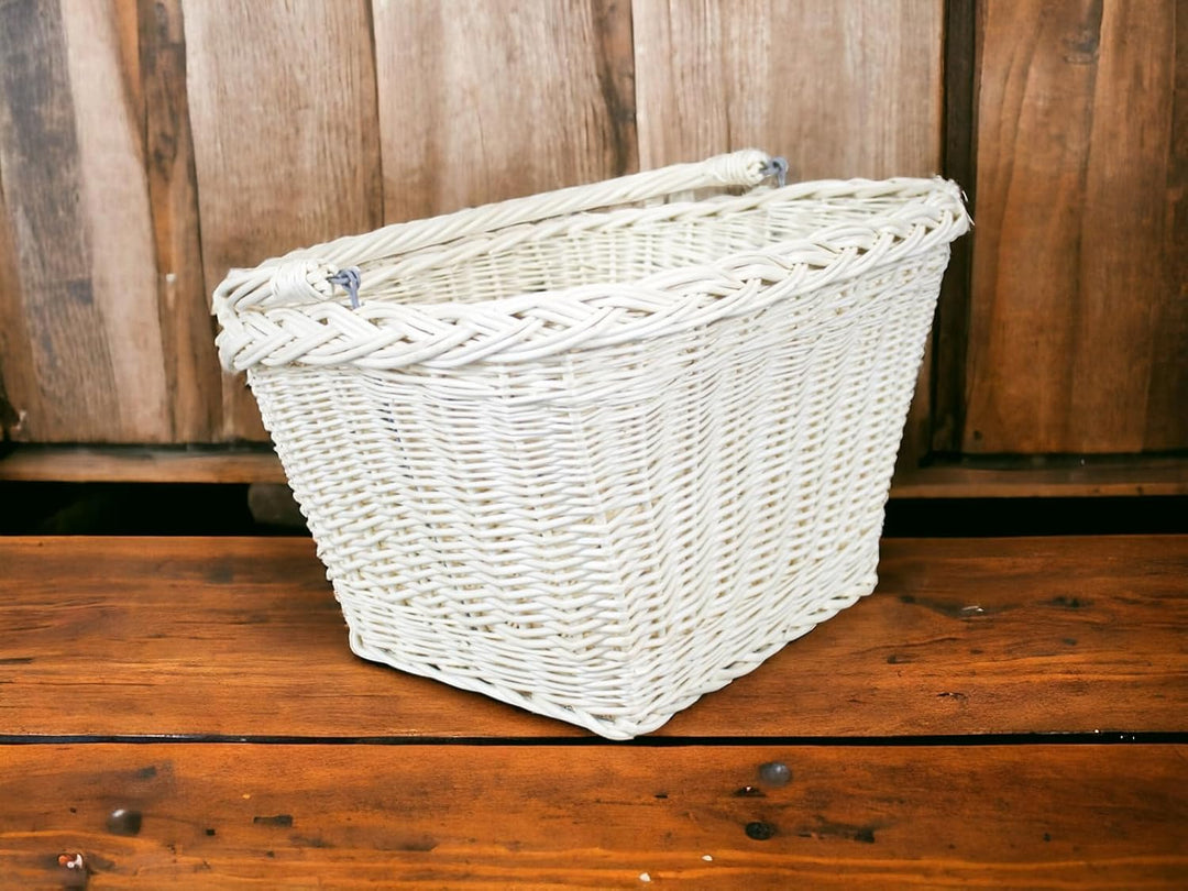 Wicker Basket for Bicycle - White, Bicycle Basket, Shopping Basket, Shopping Basket Kein Saum, Kein