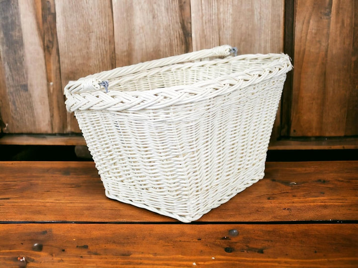 Wicker Basket for Bicycle - White, Bicycle Basket, Shopping Basket, Shopping Basket Kein Saum, Kein
