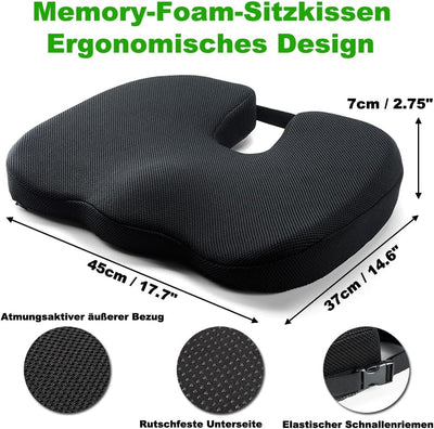 FOUNDCOOL Memory Schaum Orthopädisches Sitzkissen Auto, Ergonomisches Autositzkissen Auto Sitzkissen