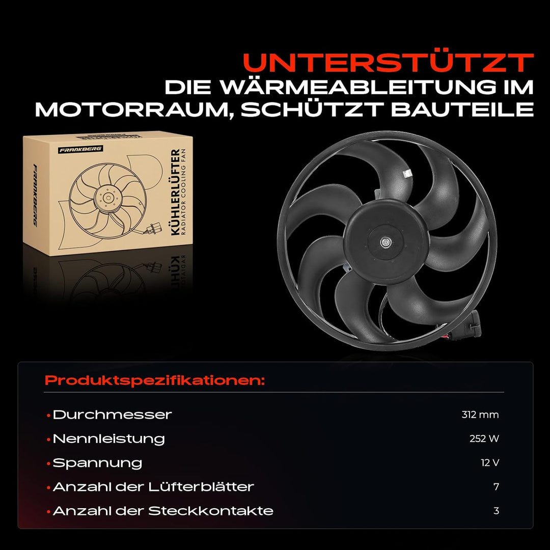 Frankberg Kühlerlüfter Ventilator Motorkühlung Kompatibel mit Astra H A04 1.2L 2005-2010 Astra H L48