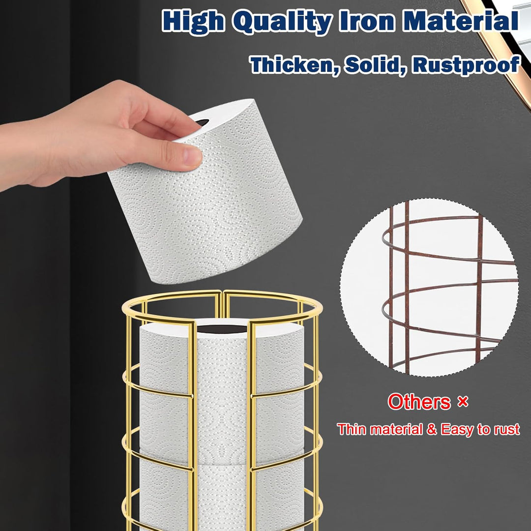 NearMoon Toilettenpapier-Organizer, freistehend, 3 Rollen, Taschentuchaufbewahrung, Metall, Badezimm