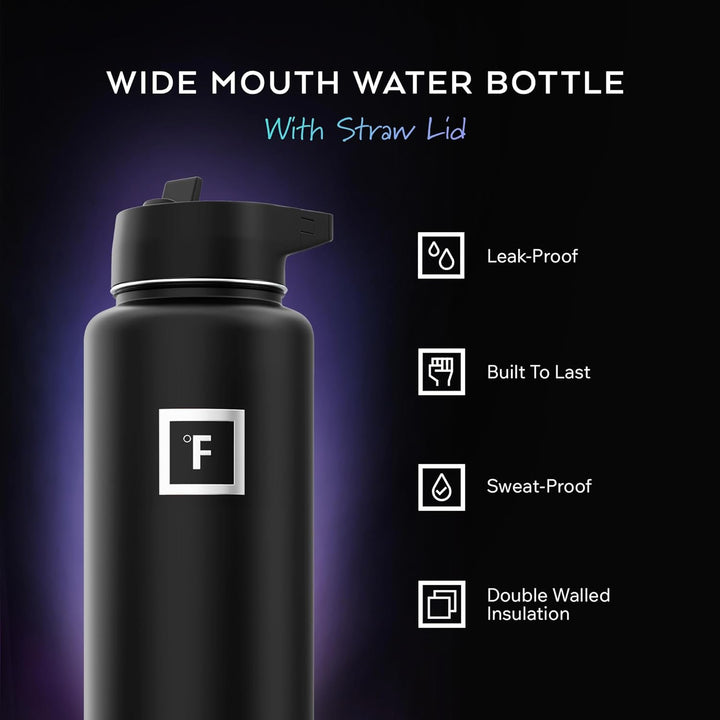Edelstahl Trinkflasche mit Strohhalm - 650/950/1200/1800 ml - Kohlensäure Geeignet Auslaufsicher Dop
