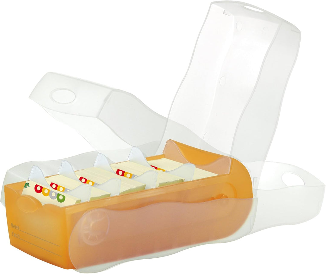 HAN Lernkarteibox CROCO, einfach Vokabeln lernen mit 5-Fächer-Lernsystem, DIN A8 Karteikasten für 50