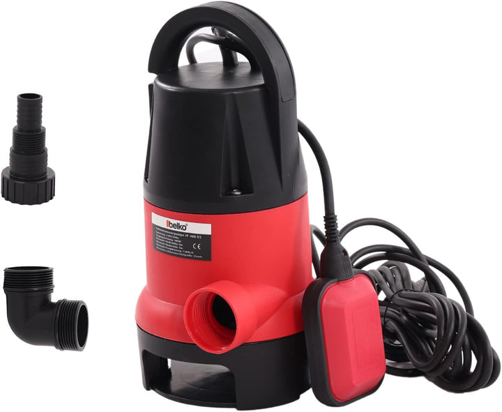 Belko® JP400-D2 Schmutzwasserpumpe mit integriertem Schwimmer-schalter Tauchpumpe mit Griff - 8000 L