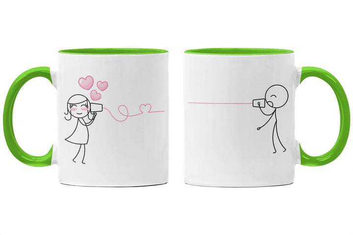 Trendation - Fernbeziehung Geschenk Tassen Set Partner Liebe Geschenk für Freundin Freund Liebesgest