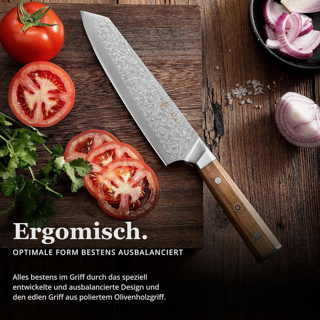Wakoli Oribu Chefmesser Kiritsuke 20 cm extrem scharfe Klinge aus 67 Lagen I Damast Küchenmesser und
