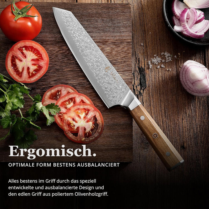 Wakoli Oribu Chefmesser Kiritsuke 20 cm extrem scharfe Klinge aus 67 Lagen I Damast Küchenmesser und