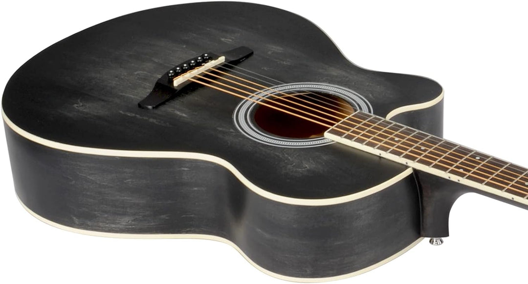 Winzz Linkshänder Gitarre Akustik, Westerngitarre für Erwachsene Kinder, Schwarz Gitarre Anfänger Se