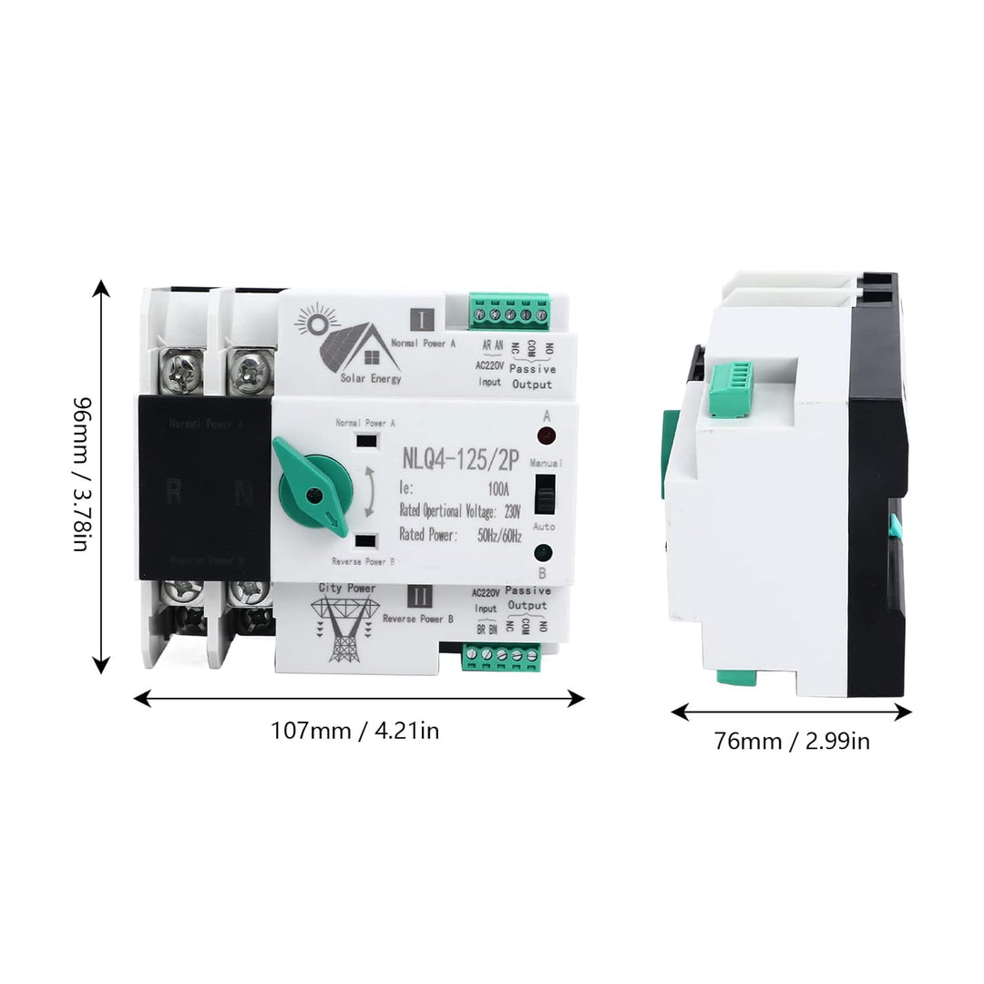 Doppelt Strom Automatischer Transferschalter 2P AC 100A Unterbrechungsfreier ATS PC Hutschiene Übert