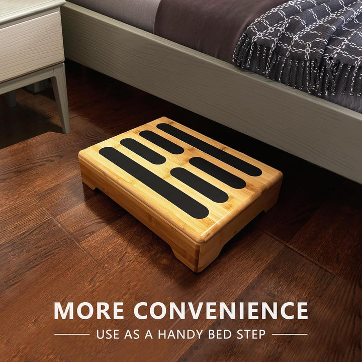 Tritthocker Holz mit Rutschfester Gummiauflage für Erwachsene und Steighilfe für Senioren - Step Sto