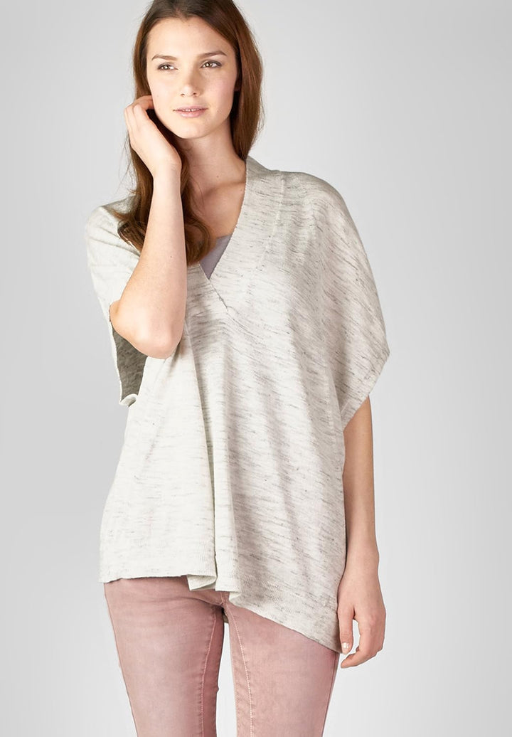 Street One Damen Pullover Lang kurzer Arm Farbe: Weiss/Grau Gr. 44 Luftig Leichter Pullover mit kurz