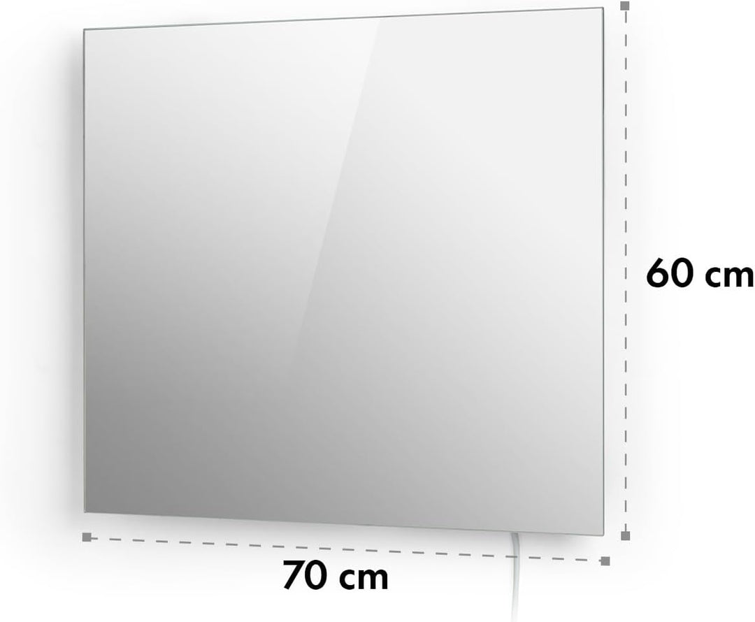 Klarstein Marvel Mirror Infrarotheizung Elektroheizung Heizstrahler, Spiegeloberfläche, 60 x 70 cm,