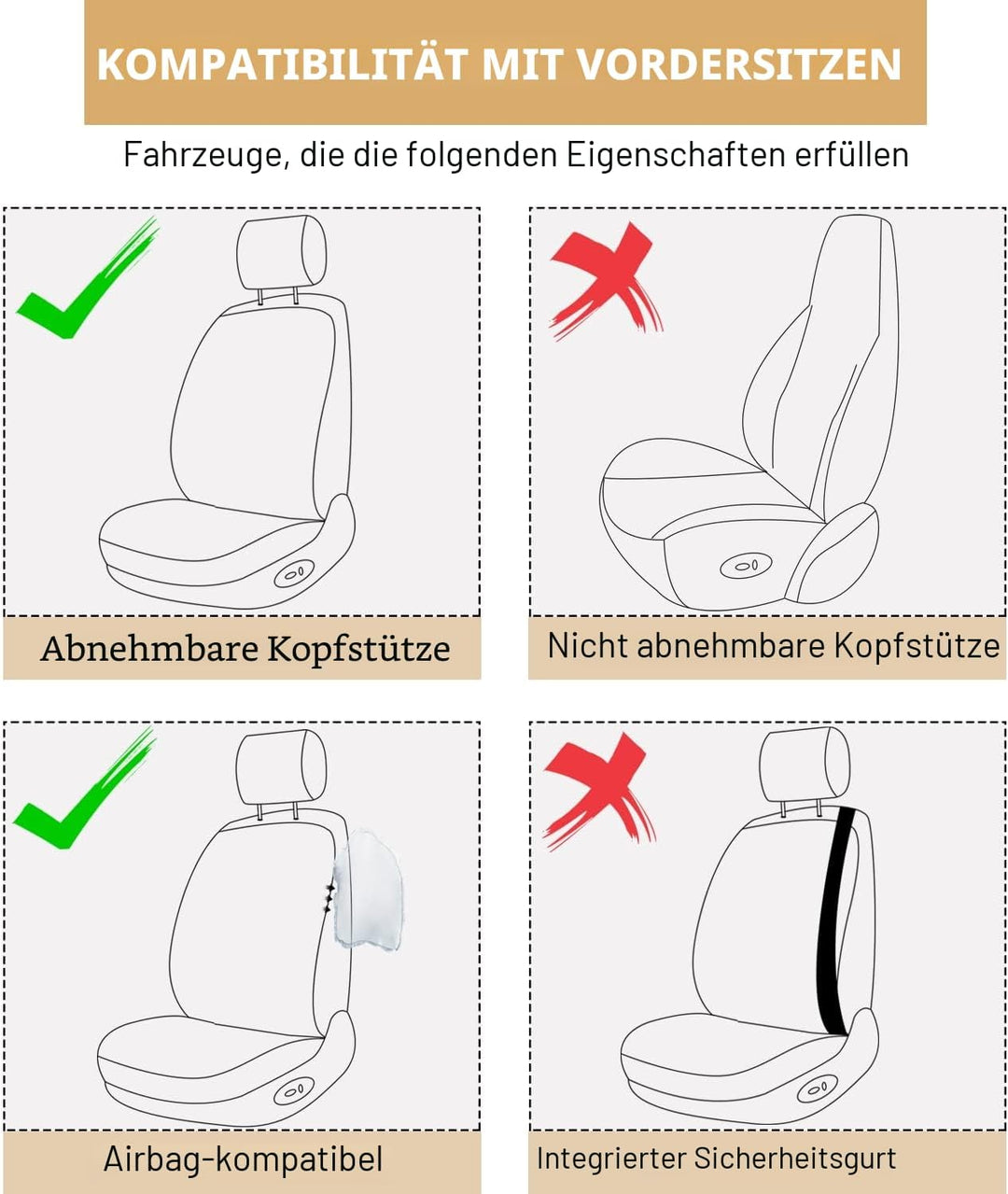Sitzbezug Auto Vordersitze 2 Stück, Atmungsaktiver Eisseiden-Autositzbezüge PU Leder Universal Set,