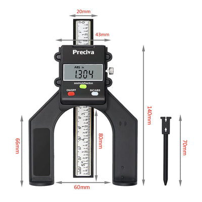 Tiefenmesser, Preciva 0-80mm Profiltiefenmesser Digitaler Tiefenmesser für Holzbearbeitung und Masch