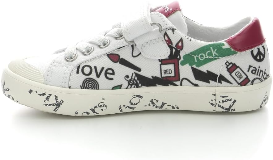 Kickers Unisex Kinder Gody Sneaker, 32 EU Blanc Rouge Vert Street