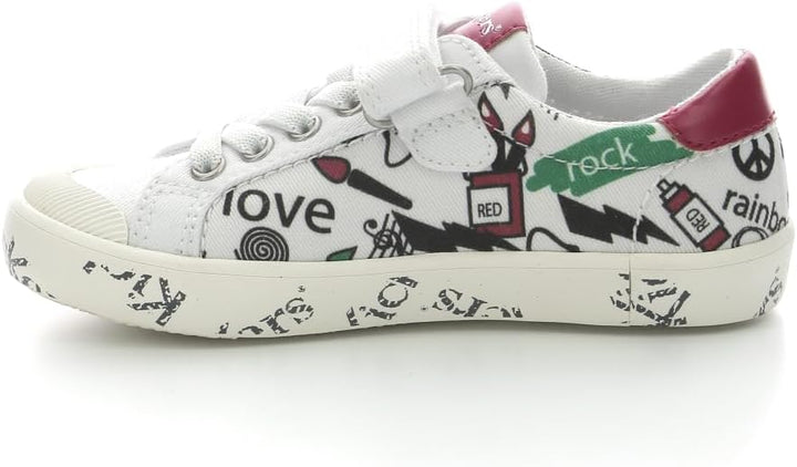 Kickers Unisex Kinder Gody Sneaker, 32 EU Blanc Rouge Vert Street