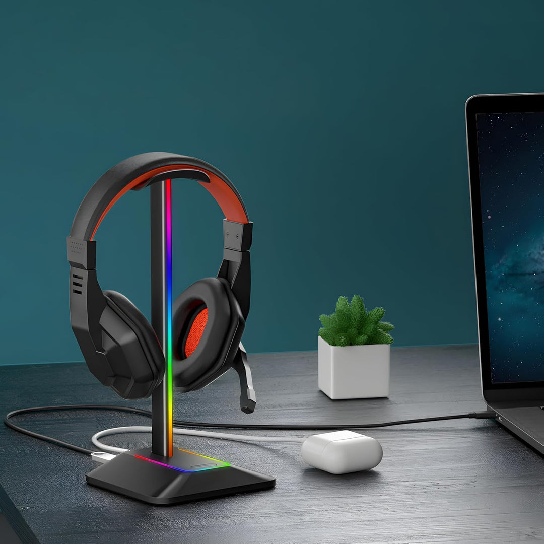 Retoo Headset Halterung Kopfhörer Ständer RGB Universal HUB USB Halter für Over Ear Kopfhörer Gaming