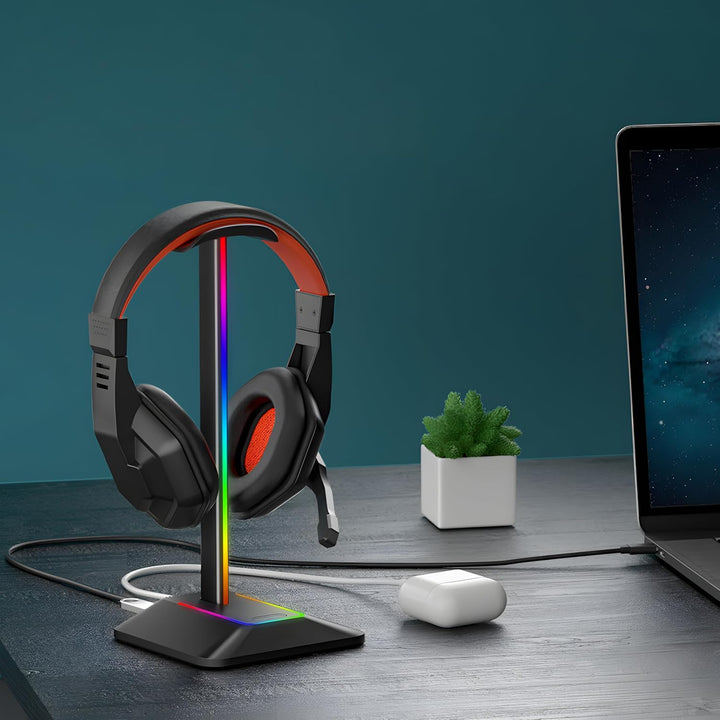 Retoo Headset Halterung Kopfhörer Ständer RGB Universal HUB USB Halter für Over Ear Kopfhörer Gaming