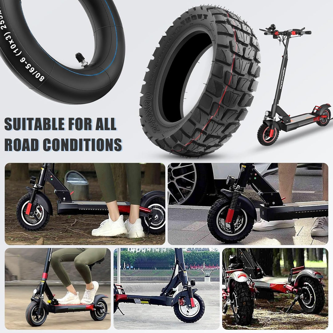 255x80 Reifen und Schlauch mit Silber Ventil Gerade, 10 x 3 Zoll Offroad Ersatzreifen Schlauch E Sco