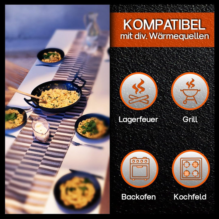 Grillschweine Wok (36 cm) - Gusseiserne Pfanne - Dutch Pfanne für den Grill