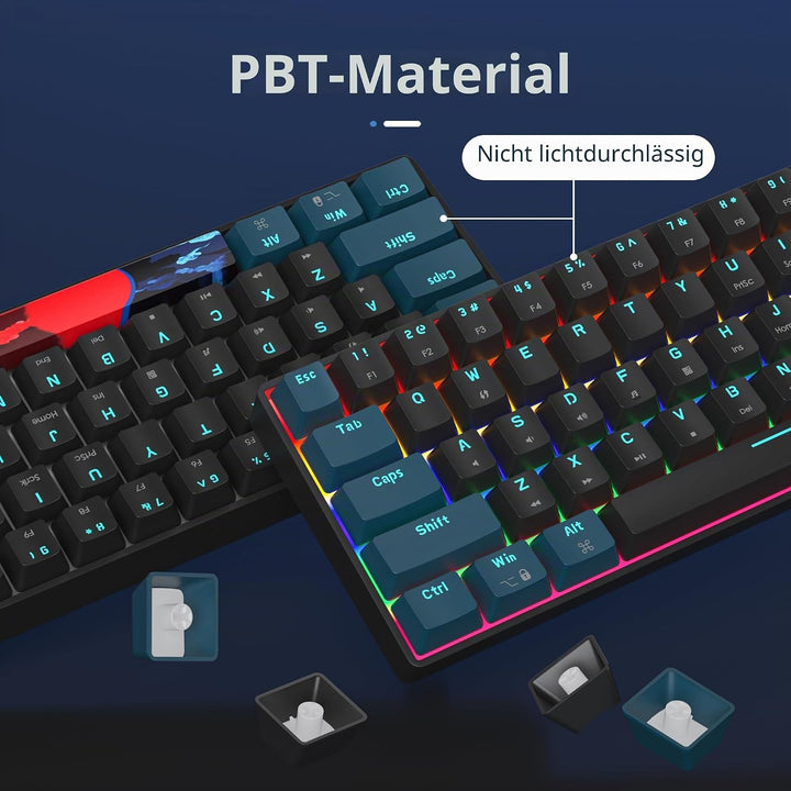 SbocKeeb Gaming Tastatur Mechanische, Mini Tastatur 60 Prozent Amerïka QWERTY, 61 Tasten Kabelgebund