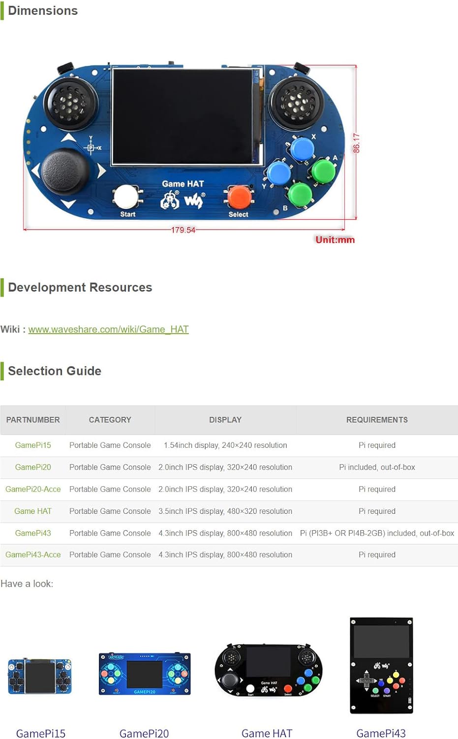 Waveshare Game HAT for Raspberry Pi A+/B+/2B/3B/3B+/4B 3.5inch IPS Screen 480 * 320 Resolution 60 Fr