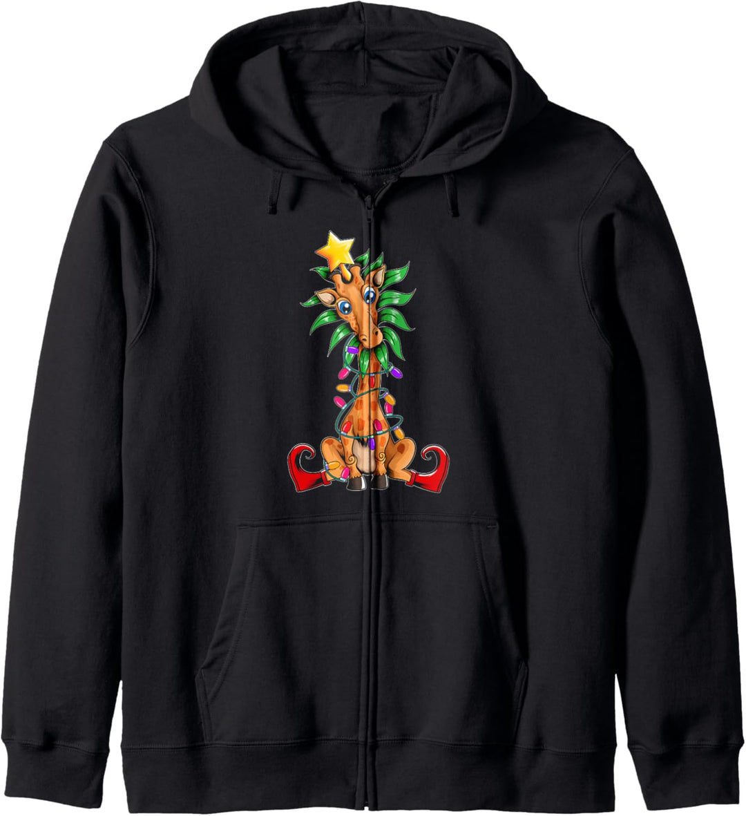 Süsse Giraffe im Elfen Weihnachtsbaum Tannenbaum Weihnachten Kapuzenjacke