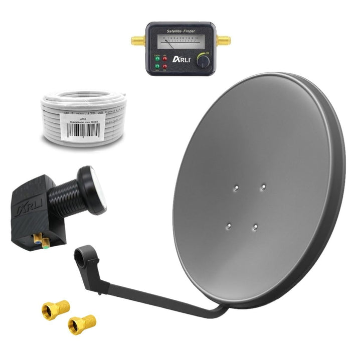 60cm HD Sat Anlage Twin LNB + 20m Koaxialkabel 135dB + Satfinder + 2 F-Stecker Digital 2 Teilnehmer