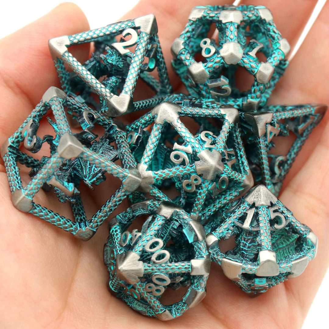 DND Würfel, Metall Spielwürfel Dungeons and Dragons Würfel Set HNCCESG Hohle 3D Drachen D&D Würfel P