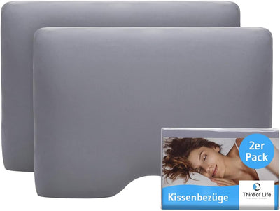 Kissenbezug Grau Doppelpack, Perfekt für GIANFAR Seitenschläfer-Kissen, Baumwolle (Double Jersey), B