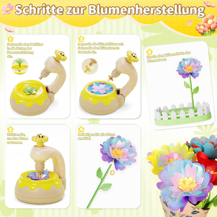 Blumenstrauss-Bastelset, DIY Blumen Bastelset Kinder, Kunsthandwerk-Lernspielzeugset für Mädchen im