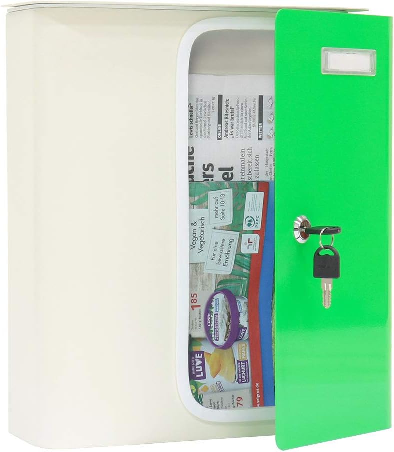 Rottner Briefkasten Splashy (Weiss NeonGrün), Weiss Neongrün