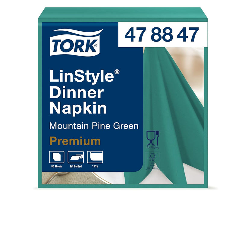 Tork 478847 Linstyle Premium Dinnerservietten Piniengrün / Servietten stoffähnlich und saugfähig / 1