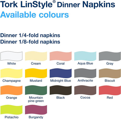 Tork 478145 Linstyle Premium Dinnerservietten Weiss 1/8-Falz / Papierservietten stoffähnlich und sau