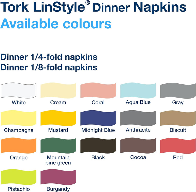 Tork 478145 Linstyle Premium Dinnerservietten Weiss 1/8-Falz / Papierservietten stoffähnlich und sau